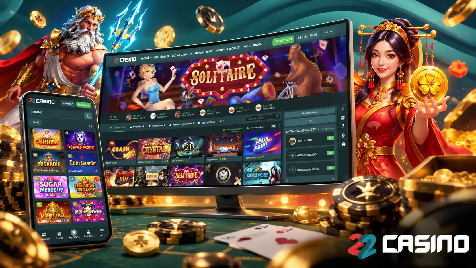 Mobilalkalmazás és mobil hozzáférés a 22Casino oldalán